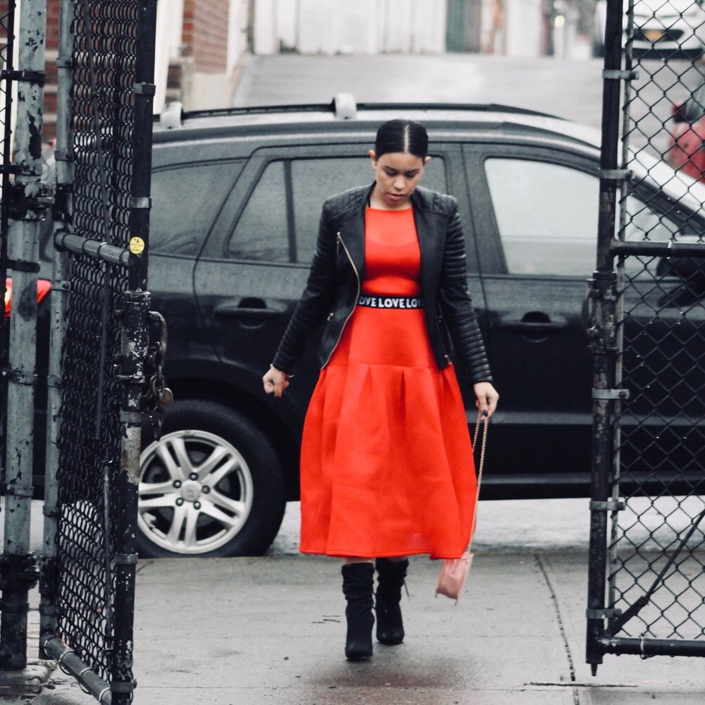 ASOS red midi dress